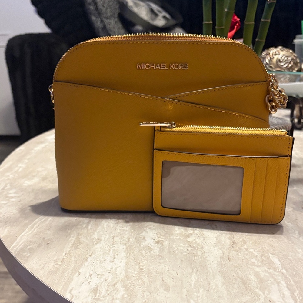 Michael Kors Mustard Crossbody Bag and Cardholder